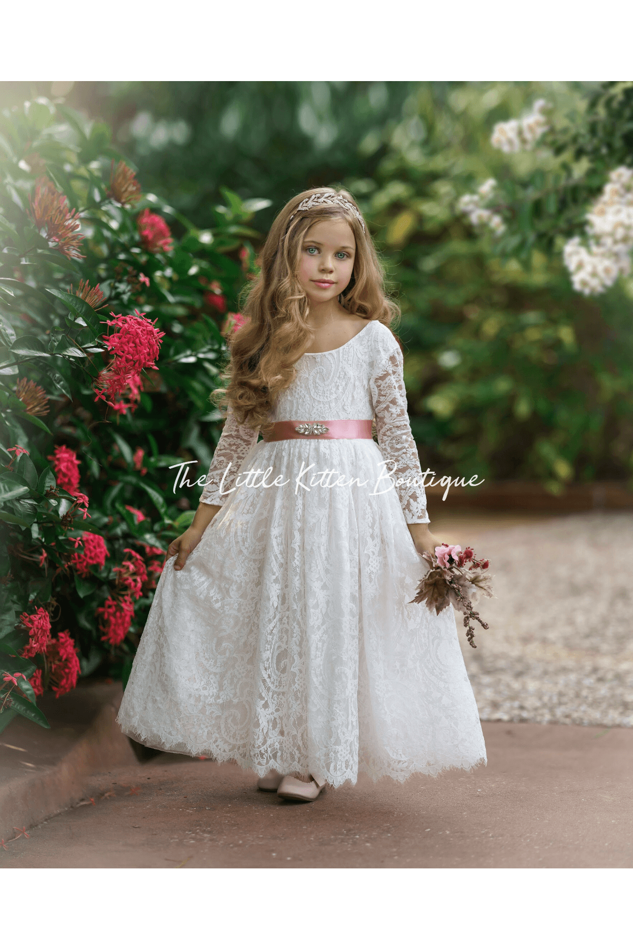 Long Sleeve Lace Flower Girl Dress ...